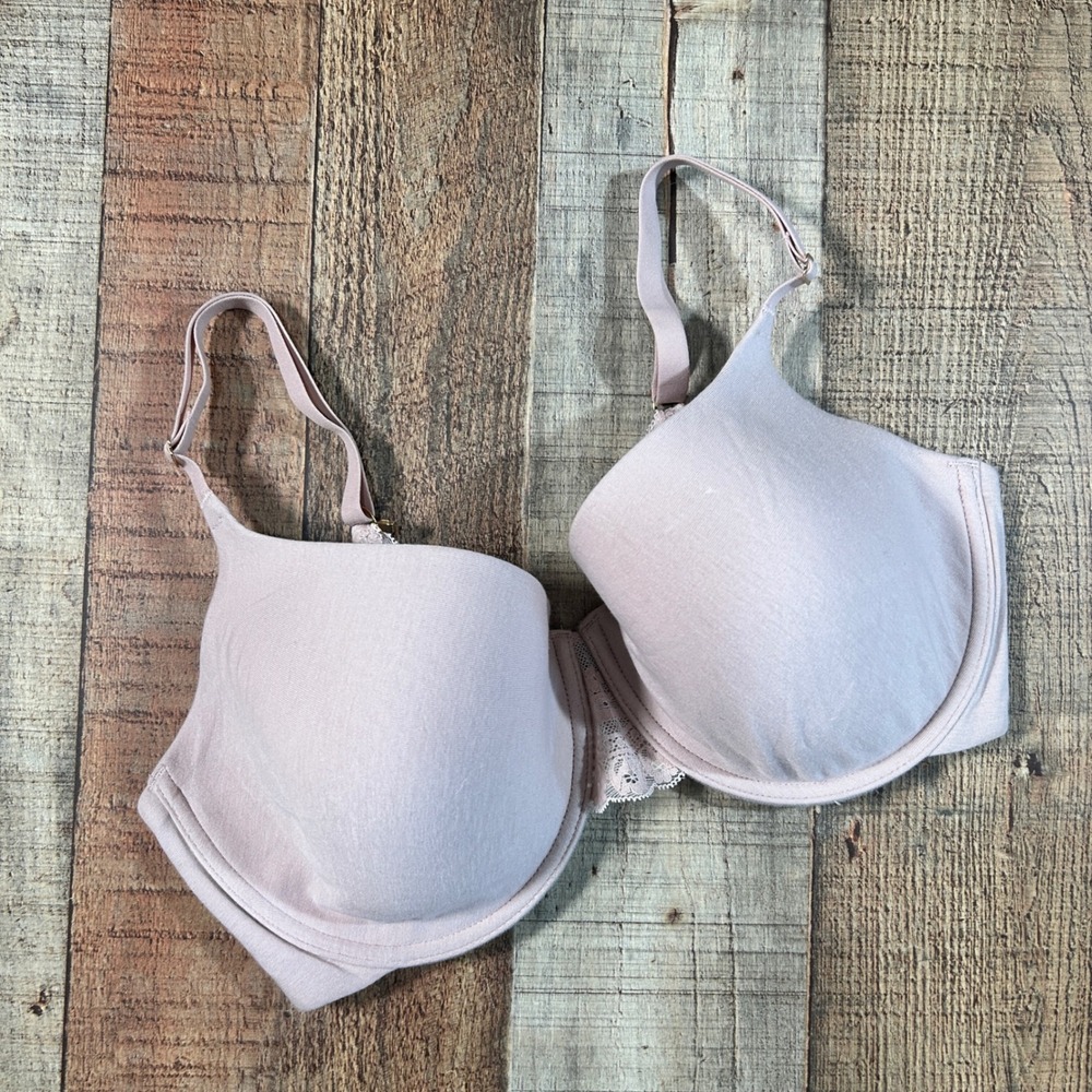 Natori Calm Pink Blush Cotton Lace Convertible Racerback Bra 34DDD Gold Hardware